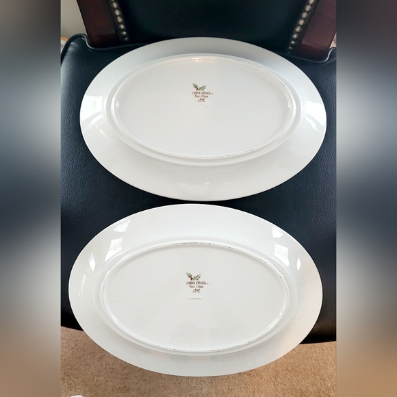 China Pearl NOEL Fine China Liling TWO (2) Serving Platters 14 1/8" x 9 11/16" - Picture 2 of 7